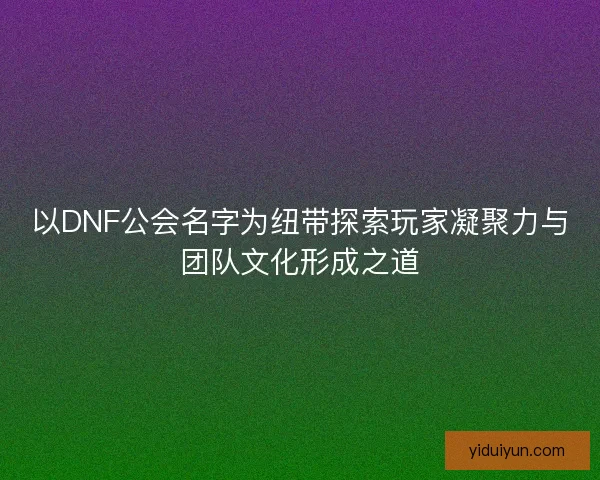 以DNF公会名字为纽带探索玩家凝聚力与团队文化形成之道