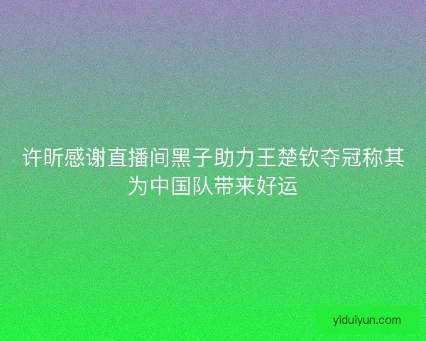 许昕感谢直播间黑子助力王楚钦夺冠称其为中国队带来好运