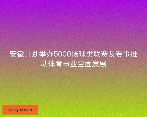 安徽计划举办5000场球类联赛及赛事推动体育事业全面发展 安徽计划举办5000场球类联赛及赛事推动体育事业全面发展